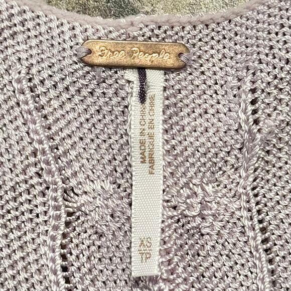 Free People Cropped Sweater Vest Y2K Cottage Preppy Academia Pastel Purple XS - Picture 2 of 7